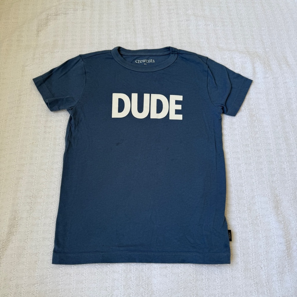 Boys DUDE Crewcuts Soft Blue Tee XS 4-5